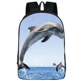 17" 3D Dolphin Backpack|Dolphin Lover Backpacks for School|Laptop Backpack|College Bookbag