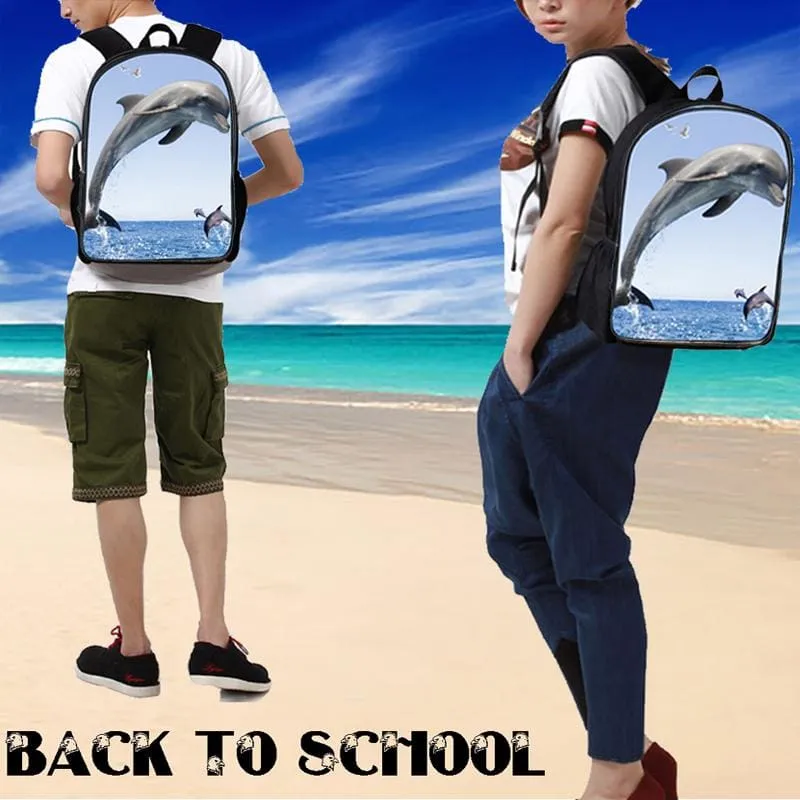 17" 3D Dolphin Backpack|Dolphin Lover Backpacks for School|Laptop Backpack|College Bookbag