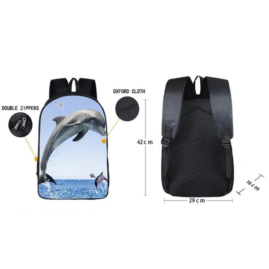 17" 3D Dolphin Backpack|Dolphin Lover Backpacks for School|Laptop Backpack|College Bookbag