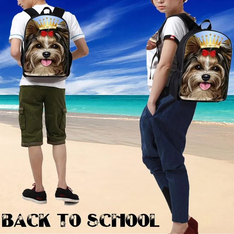 17" 3D Yorkie Backpack|Dog Lover Backpacks for School|Laptop Backpack|College Bookbag