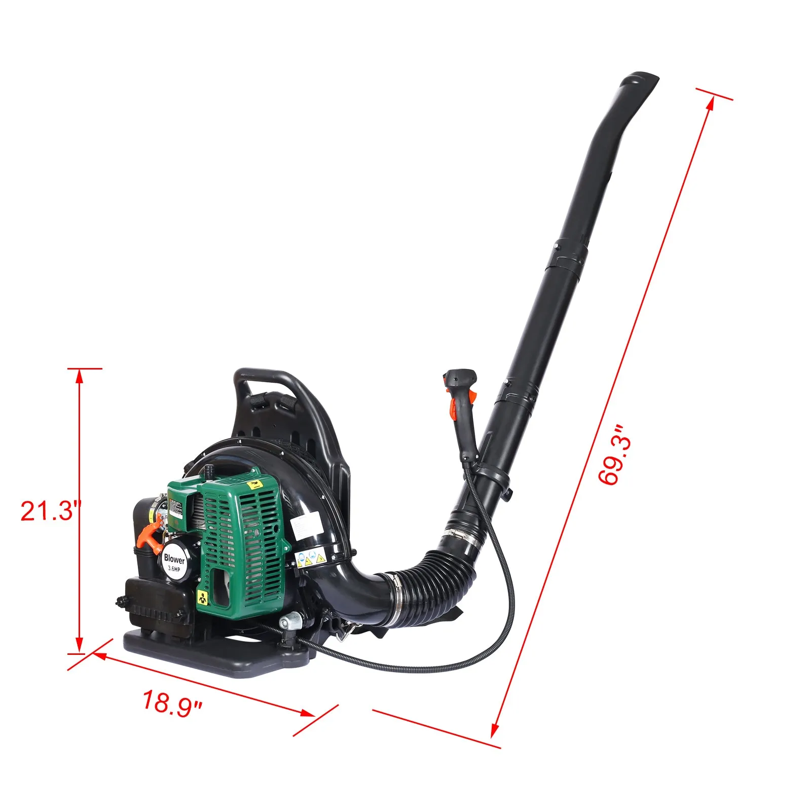 2-STROKE BACKPACK LEAF BLOWER,GAS 63.3cc,3.6HP 750CFM