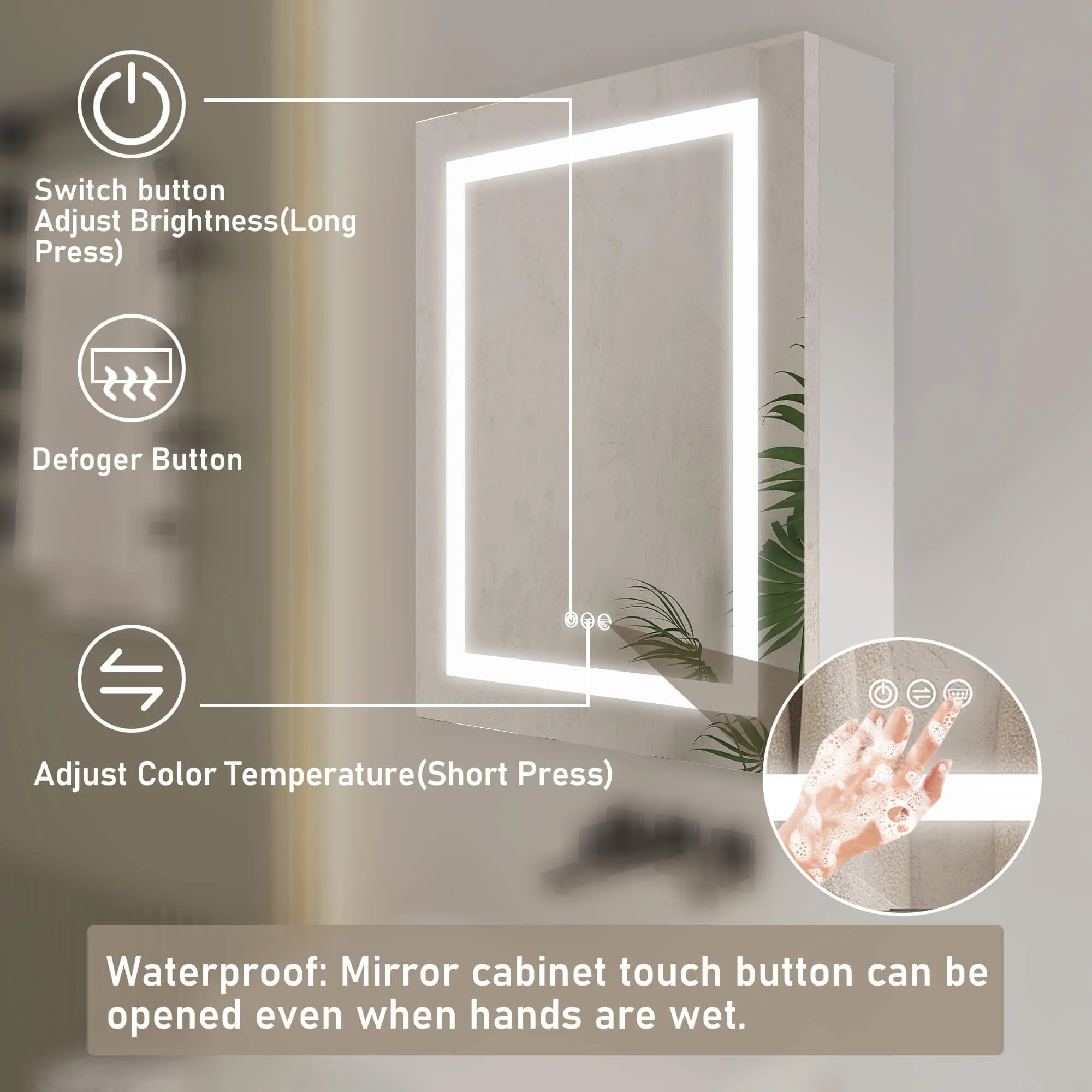 20 X 28 inch Bathroom Medicine Cabinet with LED Mirror Wall Mounted Adjustable Storage Shelves