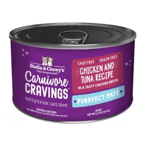 3 FOR $14.40 (Exp 8Nov24): Stella & Chewy's Carnivore Cravings Purrfect Pate Chicken & Tuna in Broth Grain-Free Canned Cat Food 5.2oz