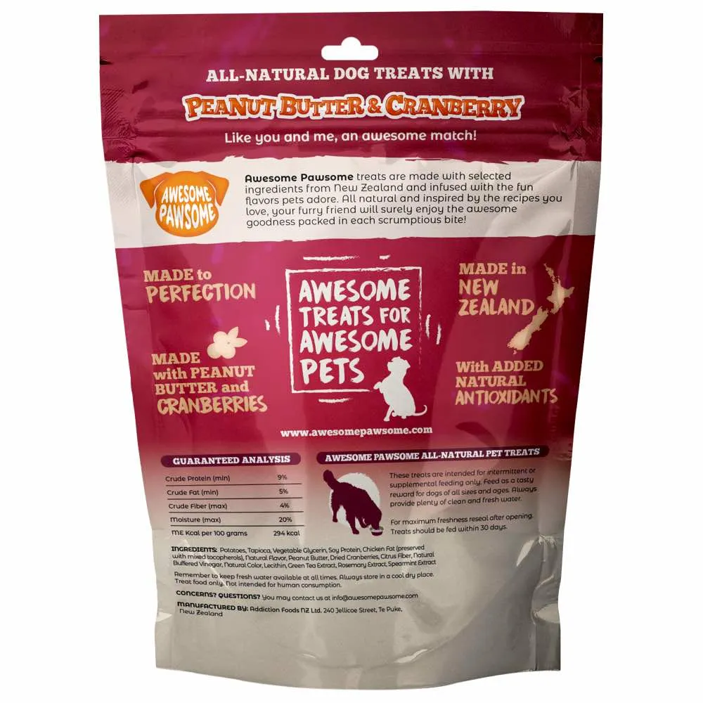 4 FOR $14: Awesome Pawsome Peanut Butter & Cranberry Grain-Free Dog Treats 3oz