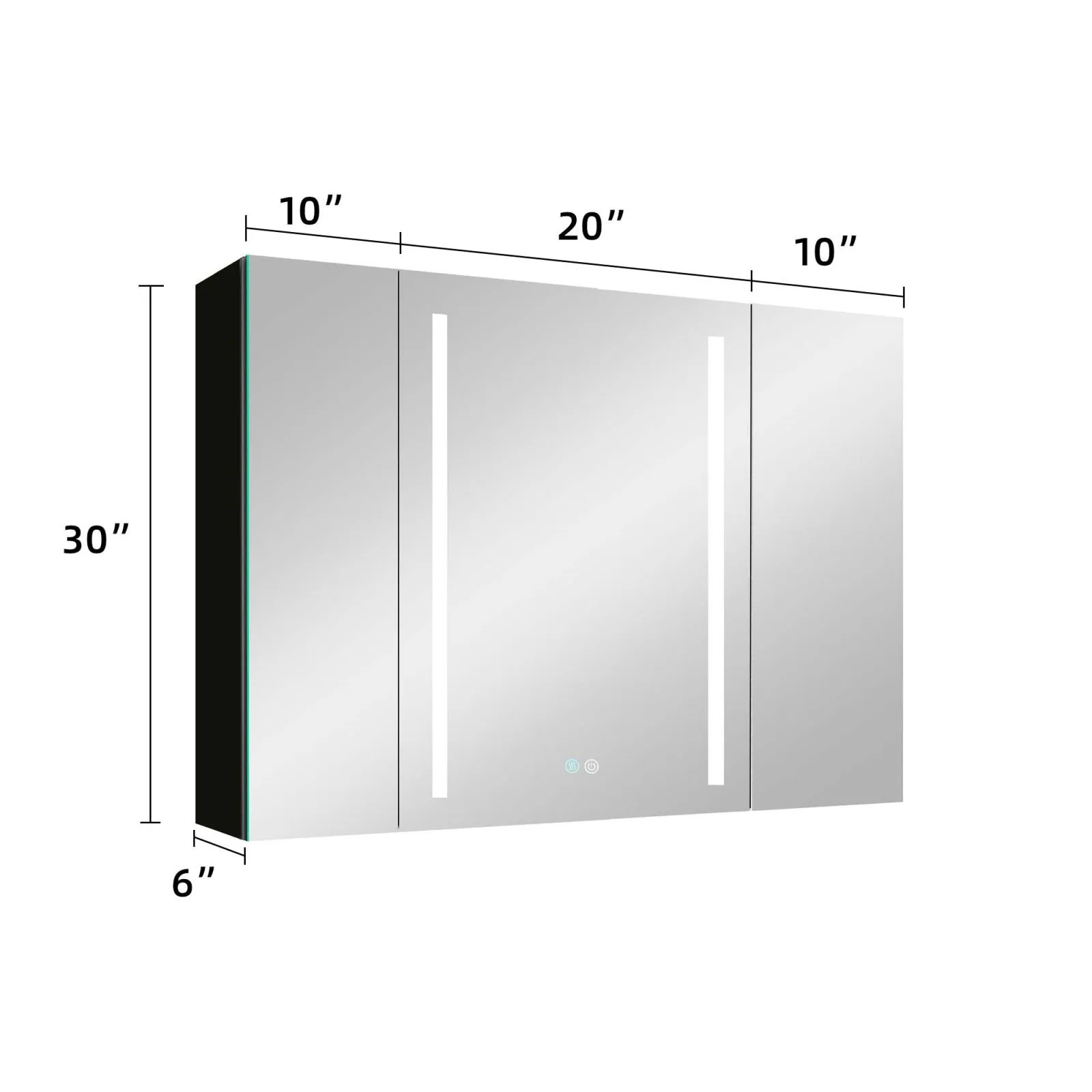 40" x 30" Dimmer Black Surface Mount LED Double Door Defogging Mirror Medicine Cabinet