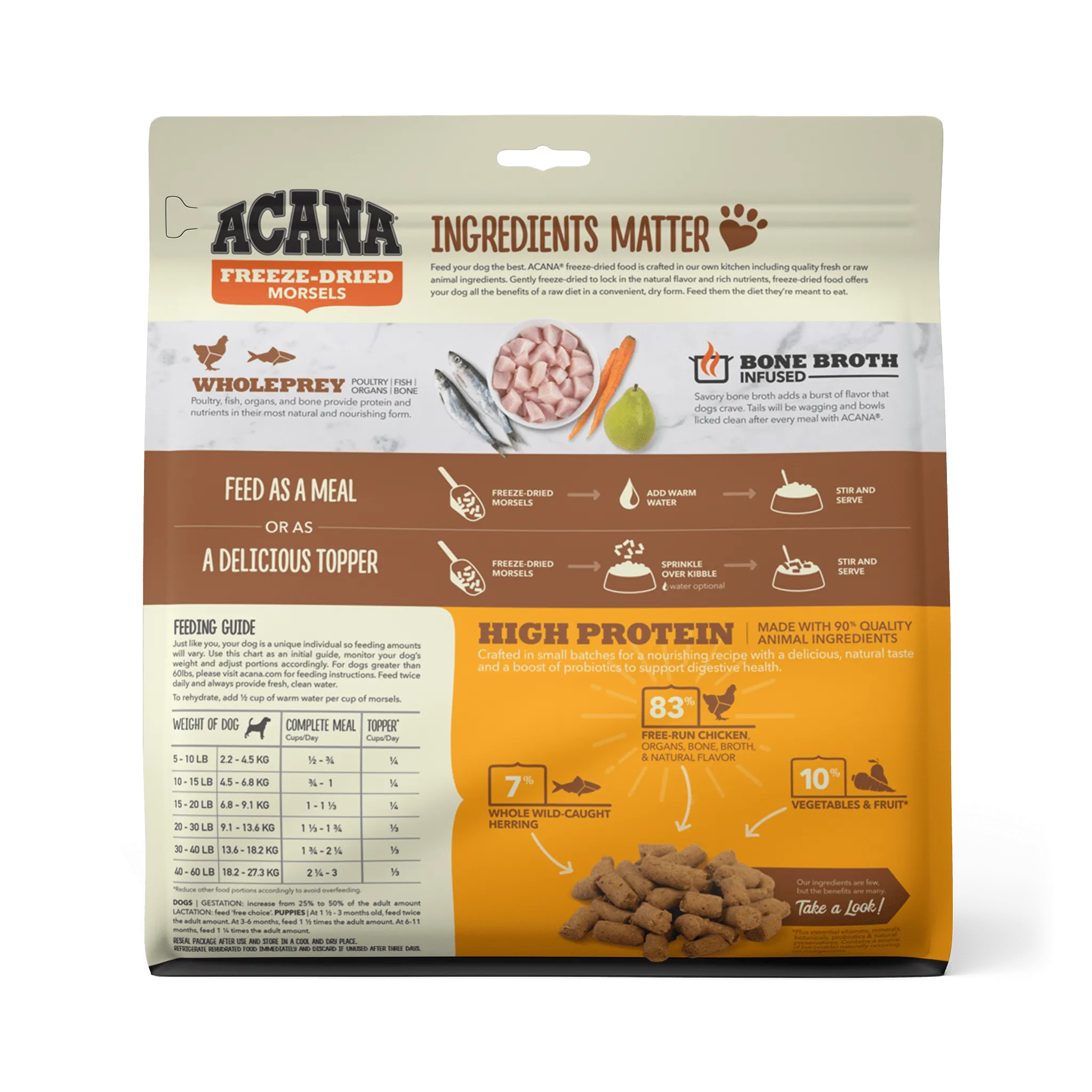 Acana Freeze-Dried Food Free-Run Chicken Recipe Morsels for Dogs