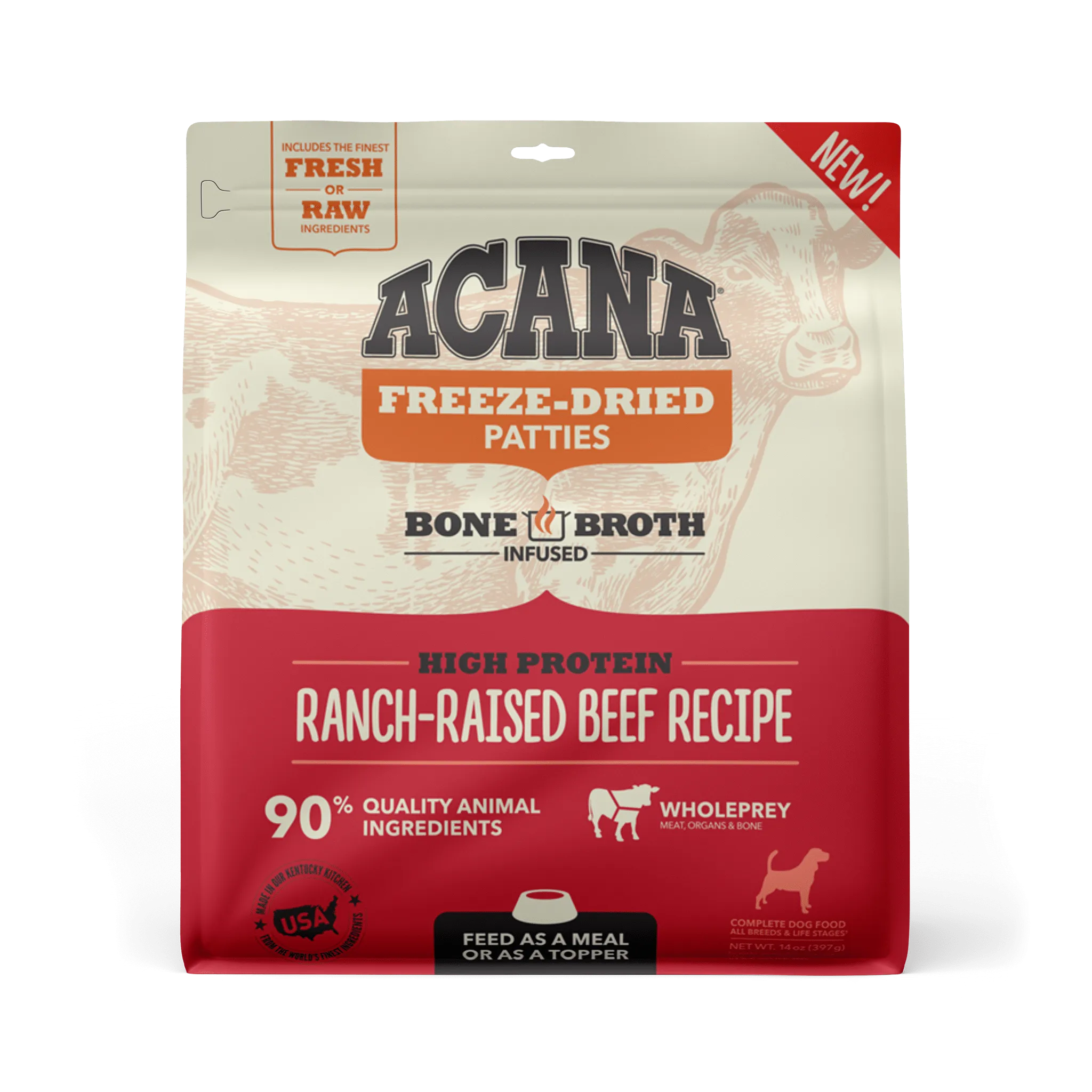 Acana Freeze-Dried Food Ranch-Raised Beef Recipe Patties for Dogs