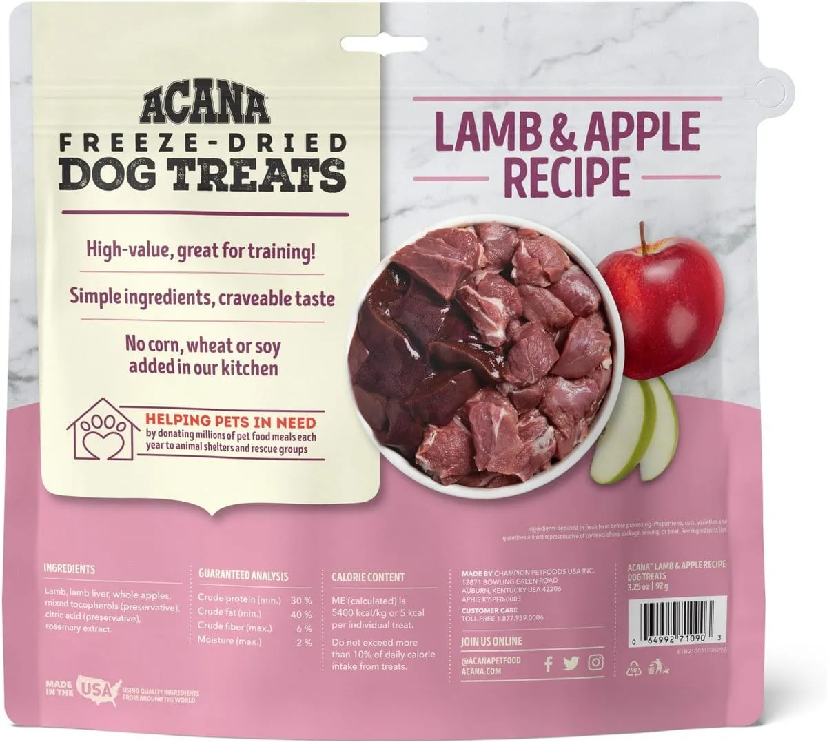 ACANA Singles Grain Free Limited Ingredient Diet Lamb & Apple Formula Dog Treats