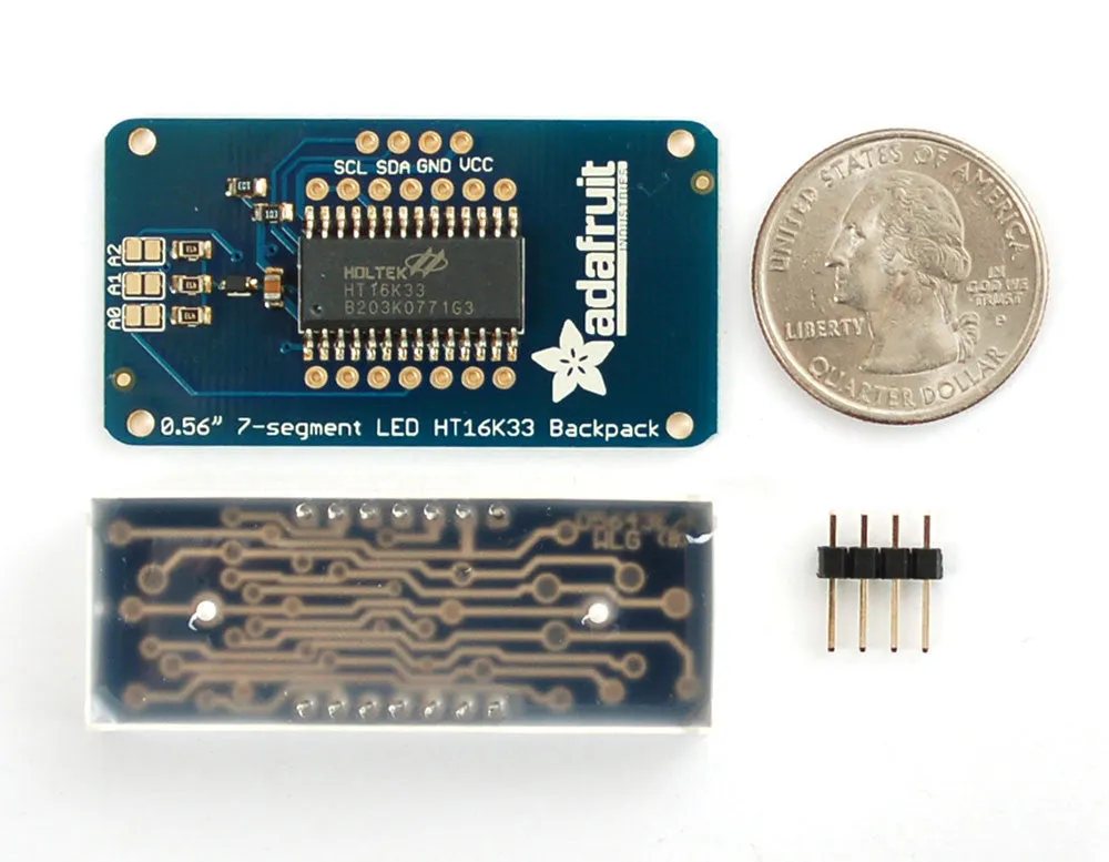 Adafruit 0.56" 4-Digit 7-Segment Display w/I2C Backpack - Red