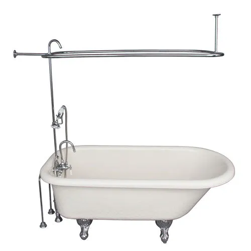 Andover 60″ Acrylic Roll Top Tub Kit in Bisque – Polished Chrome Accessories