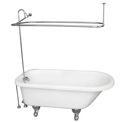 Asia 67″ Acrylic Roll Top Tub Kit in White – Polished Chrome Accessories