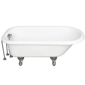 Atlin 67″ Acrylic Roll Top Tub Kit in White – Polished Chrome Accessories