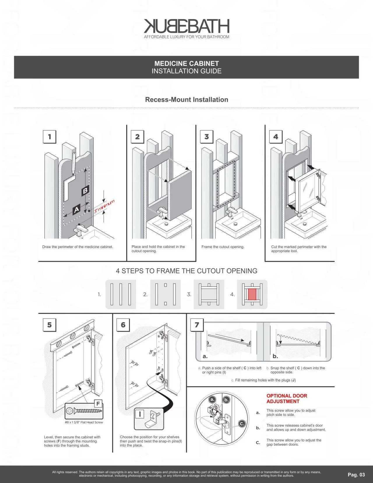 BISTON- 48" Mirrored Bathroom Medicine Cabinet