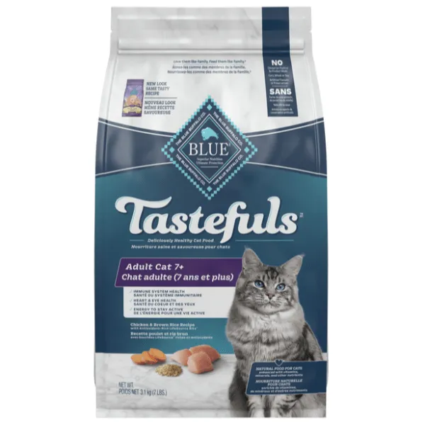 BLUE Tastefuls Healthy Aging Mature Chicken & Brown Rice Recipe Dry Cat Food, 7lb