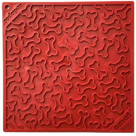 Bones Design Emat Enrichment Licking Mat, Red