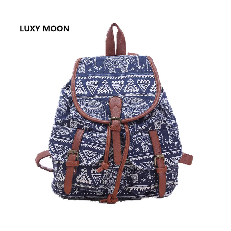 bookbags for School Drawstring Bag Animal Designer back packs Elephant Printing Backpacks Canvas Rucksack Female Travel L834