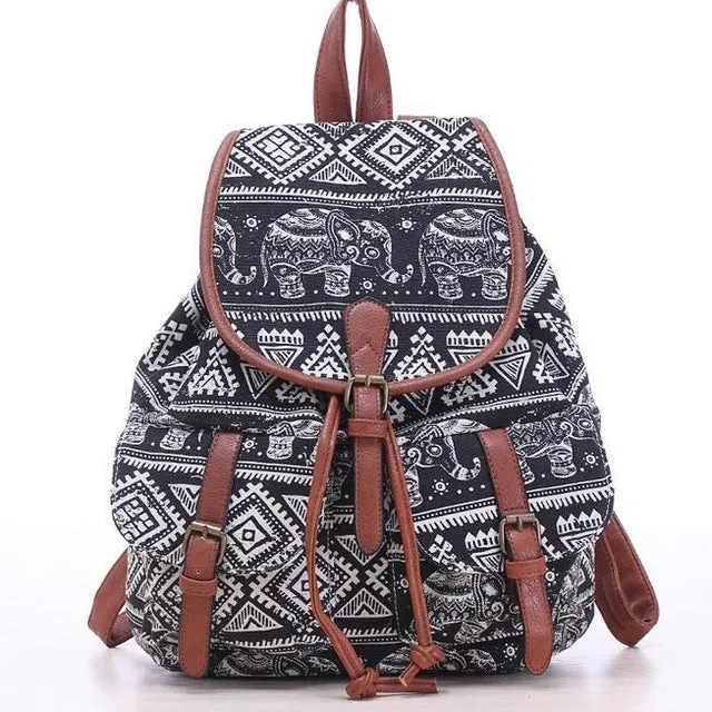 bookbags for School Drawstring Bag Animal Designer back packs Elephant Printing Backpacks Canvas Rucksack Female Travel L834