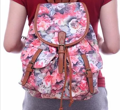 bookbags for School Drawstring Bag Animal Designer back packs Elephant Printing Backpacks Canvas Rucksack Female Travel L834