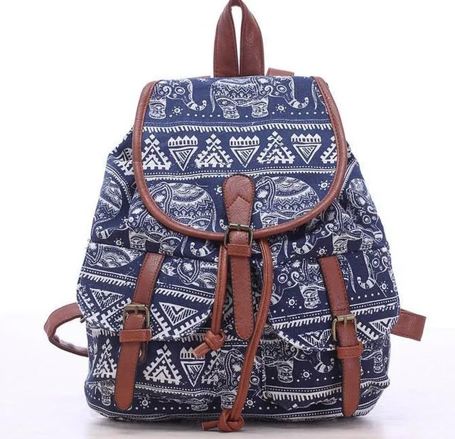 bookbags for School Drawstring Bag Animal Designer back packs Elephant Printing Backpacks Canvas Rucksack Female Travel L834