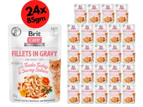 Brit Care Cat Fillets in Gravy with Tender Turkey & Savory Salmon 24x85g