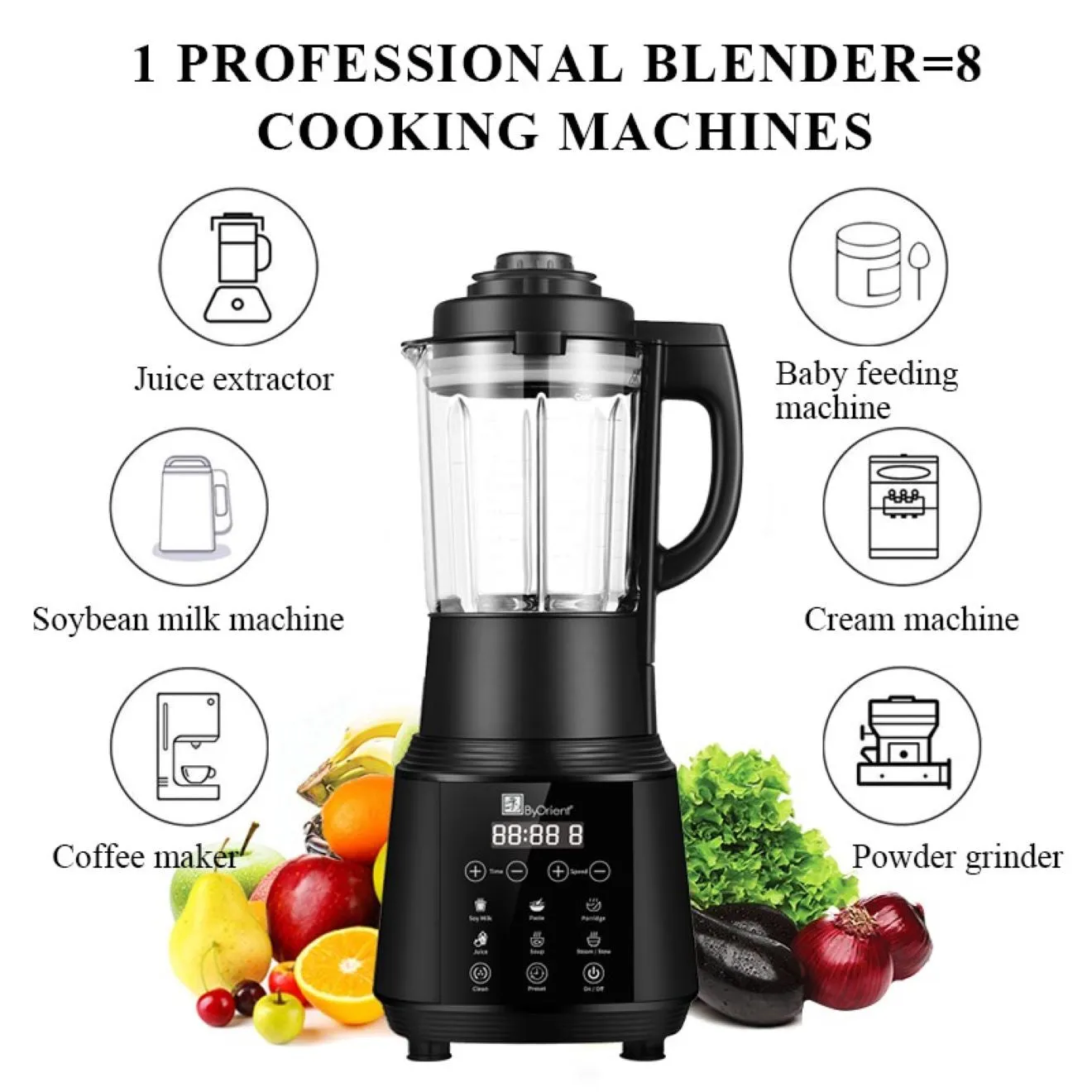 ByOrient Tempered Glass Multi-Function Blender BO-HB61