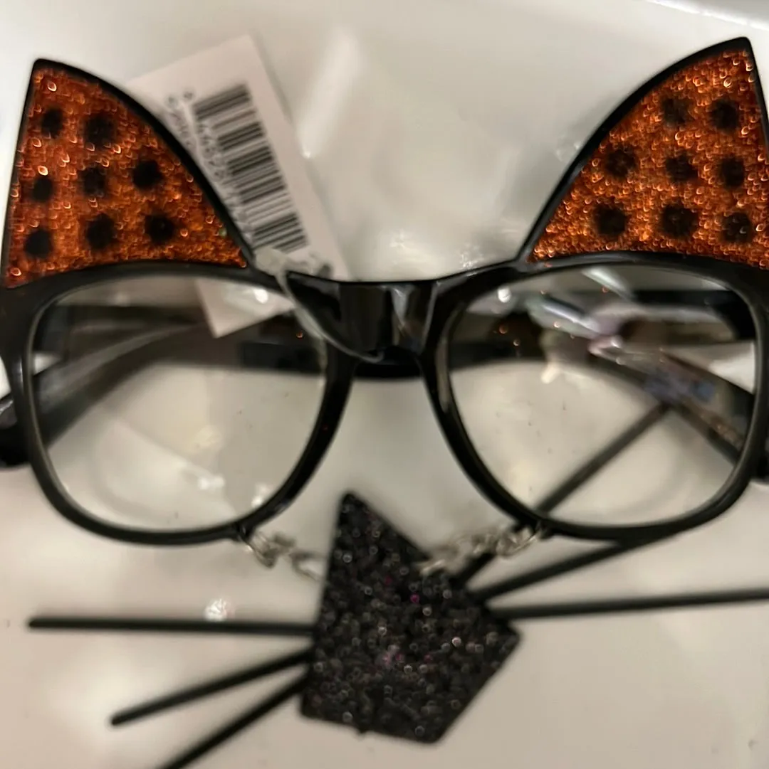 Cat sequin glasses with nose