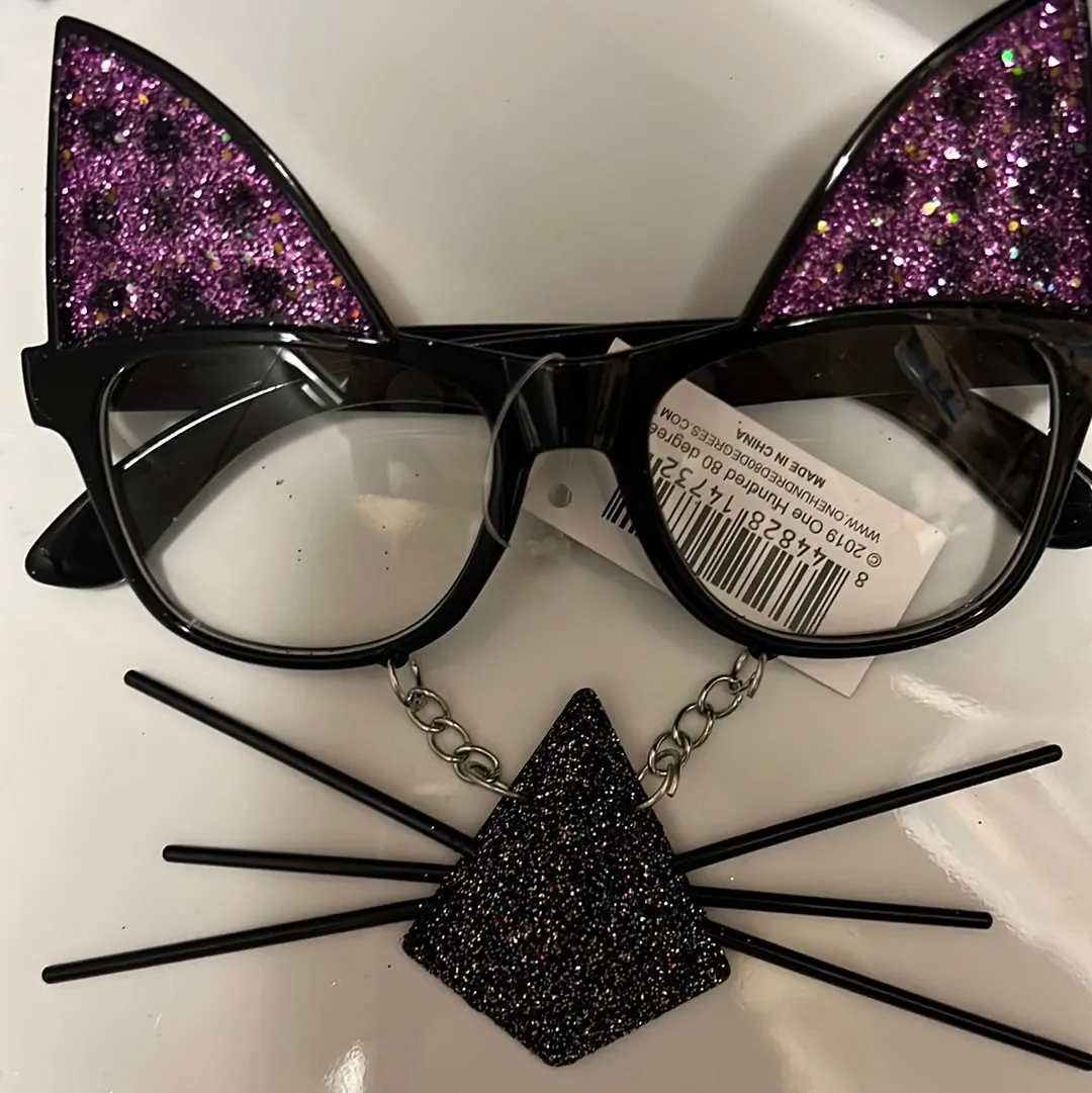 Cat sequin glasses with nose