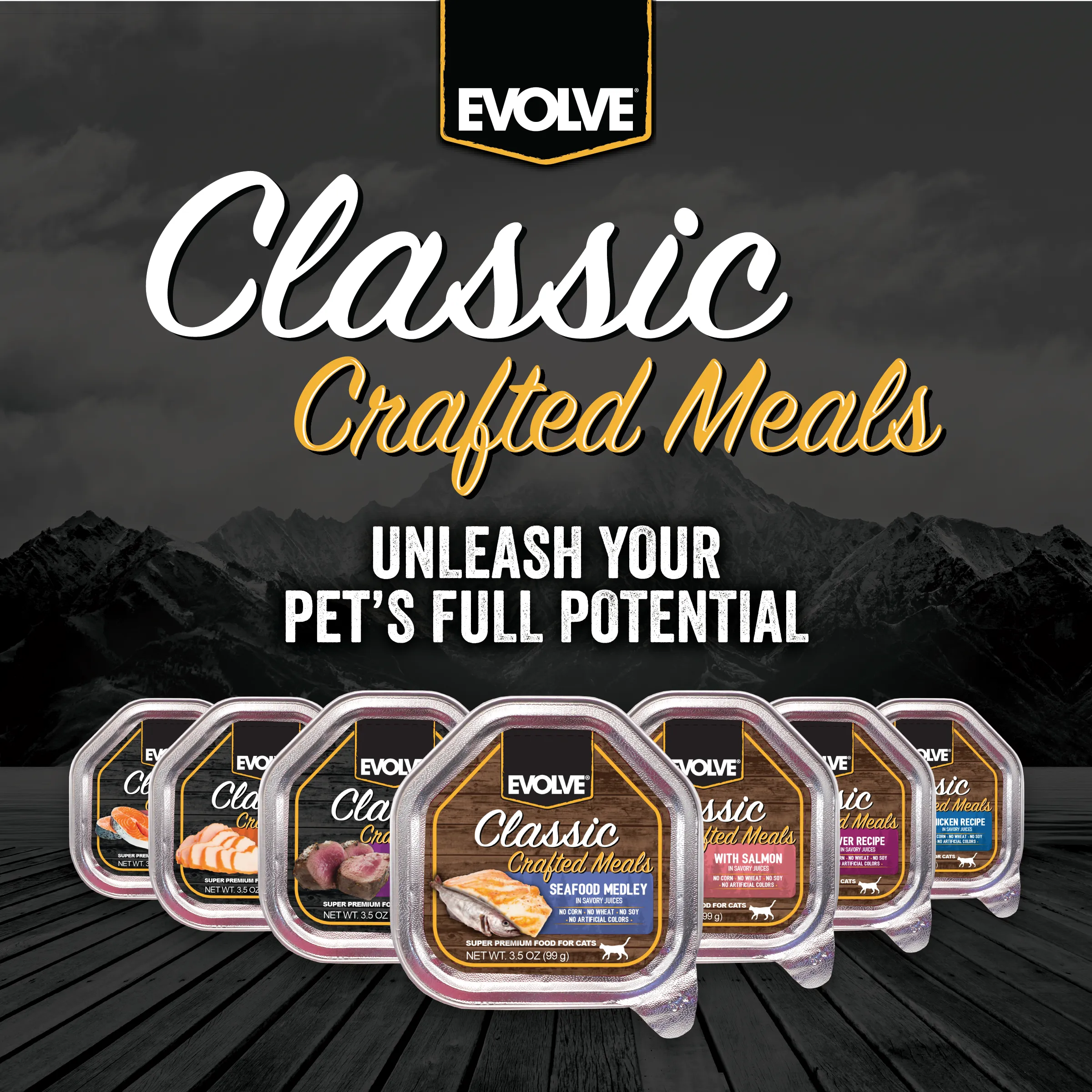 Classic Crafted Meals Seafood Medley Wet Cat Food | 3.5 oz - 15 pk | Evolve