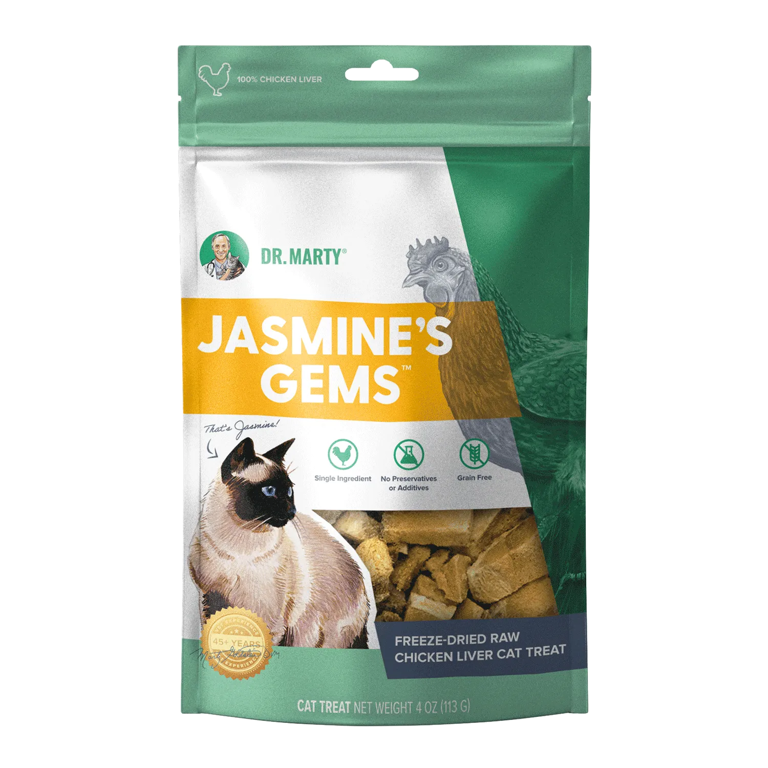 DR. MARTY Jasmine’s Gems Freeze-Dried Raw Chicken Liver Cat Treats