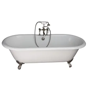 Duet 67" Cast Iron Double Roll Top Tub Kit-Polished Nickel Accessories