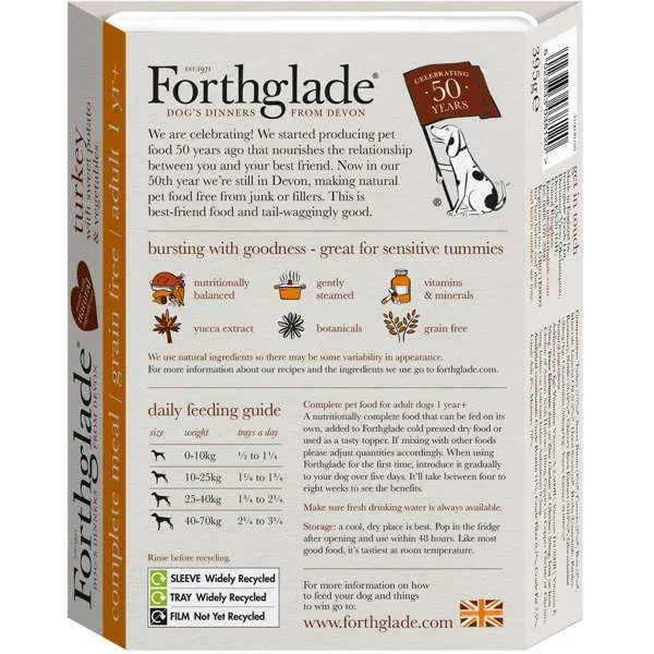 Forthglade Complete Meal Adult Turkey Sweet Potato & Veg Grain Free 18 x 395g