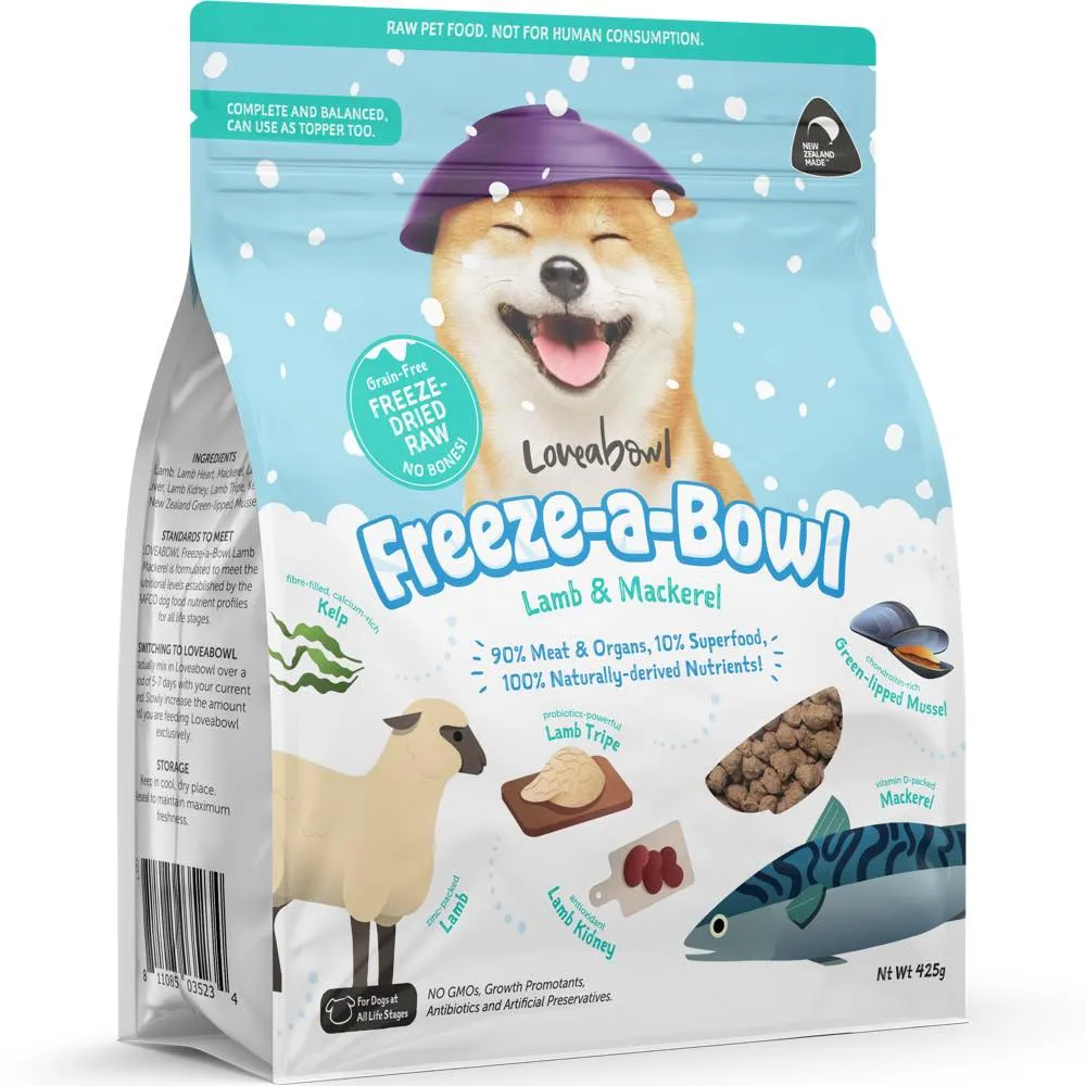 FREE SAMPLE (1 per order): Loveabowl Freeze-A-Bowl Grain-Free Freeze-Dried Raw Dog Food (Random Flavour)