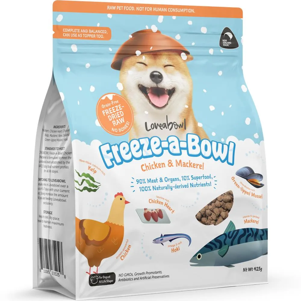 FREE SAMPLE (1 per order): Loveabowl Freeze-A-Bowl Grain-Free Freeze-Dried Raw Dog Food (Random Flavour)