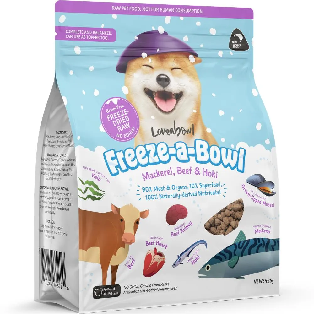 FREE SAMPLE (1 per order): Loveabowl Freeze-A-Bowl Grain-Free Freeze-Dried Raw Dog Food (Random Flavour)