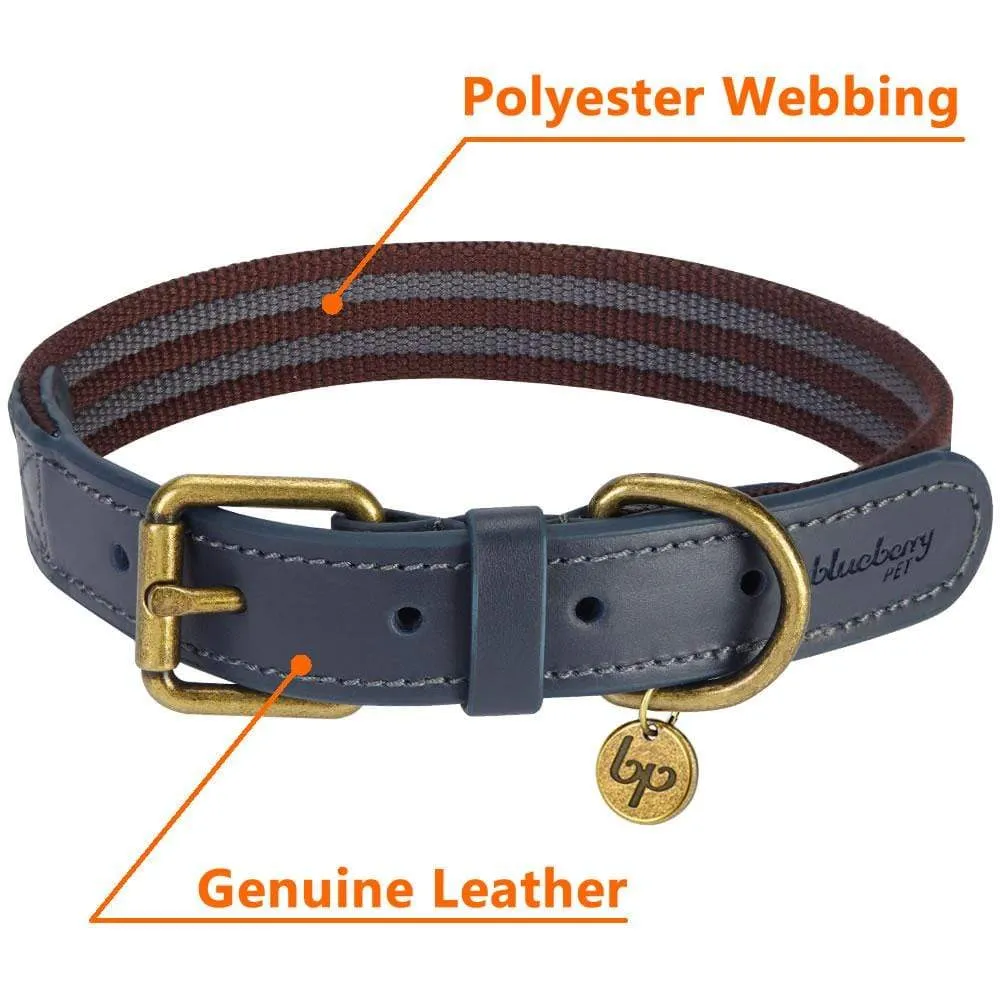 Full Grain Leather & Polyester Dog Collar