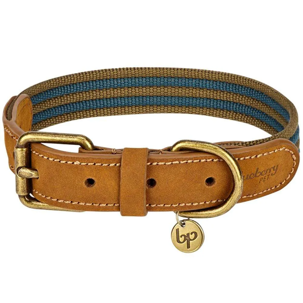 Full Grain Leather & Polyester Dog Collar