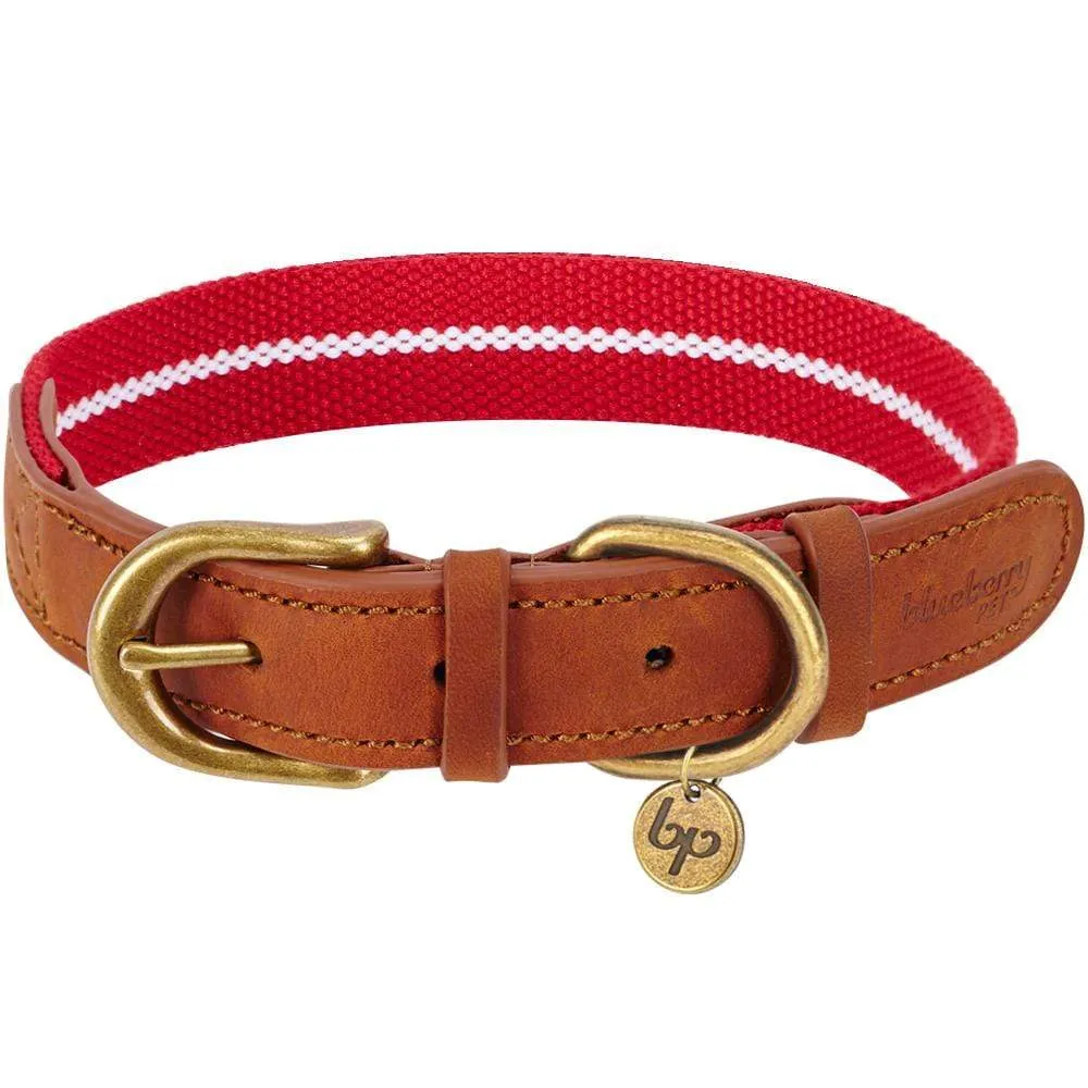 Full Grain Leather & Polyester Dog Collar