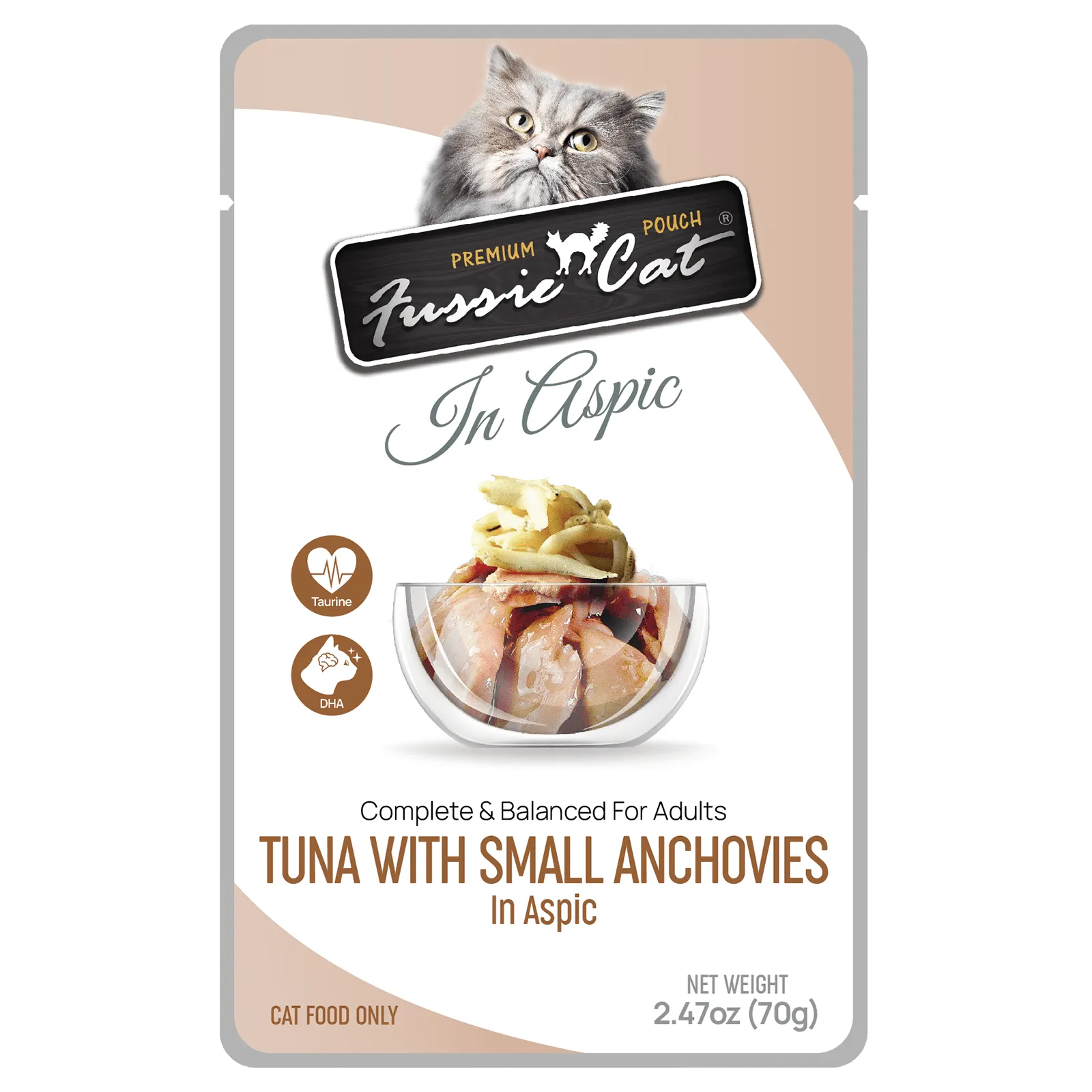 Fussie Cat Premium Pouch Tuna with Small Anchovies in Aspic Cat Food