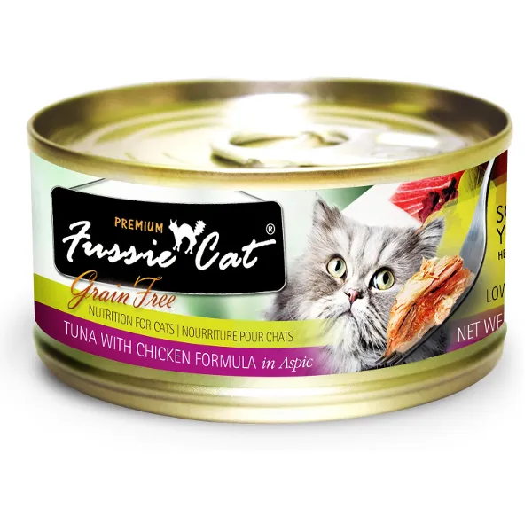 Fussie Cat Premium Tuna with Chicken Formula in Aspic Canned Cat Food, 2.82-oz