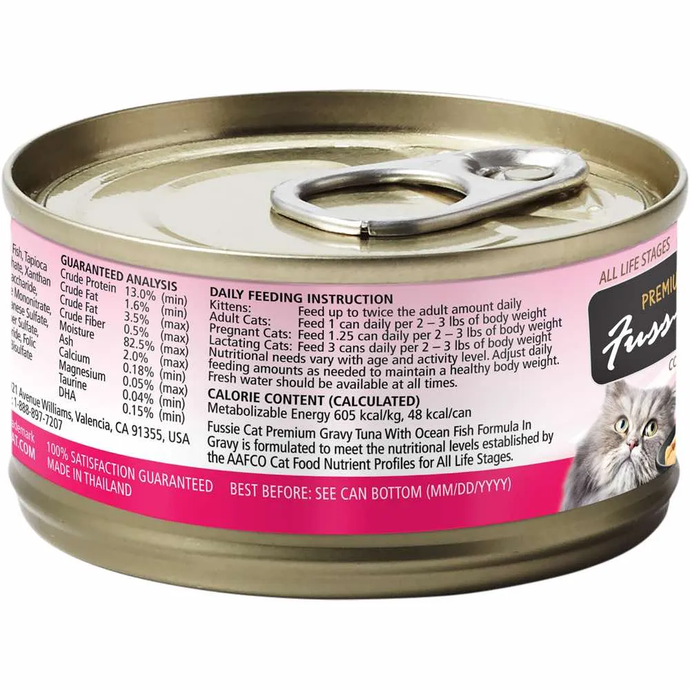 Fussie Cat Premium Tuna With Ocean Fish In Gravy Grain-Free Canned Cat Food 80g