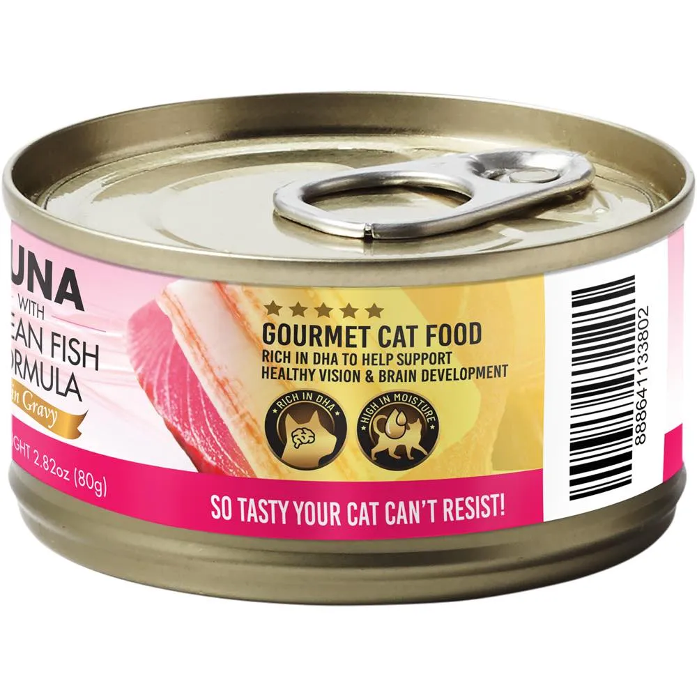 Fussie Cat Premium Tuna With Ocean Fish In Gravy Grain-Free Canned Cat Food 80g