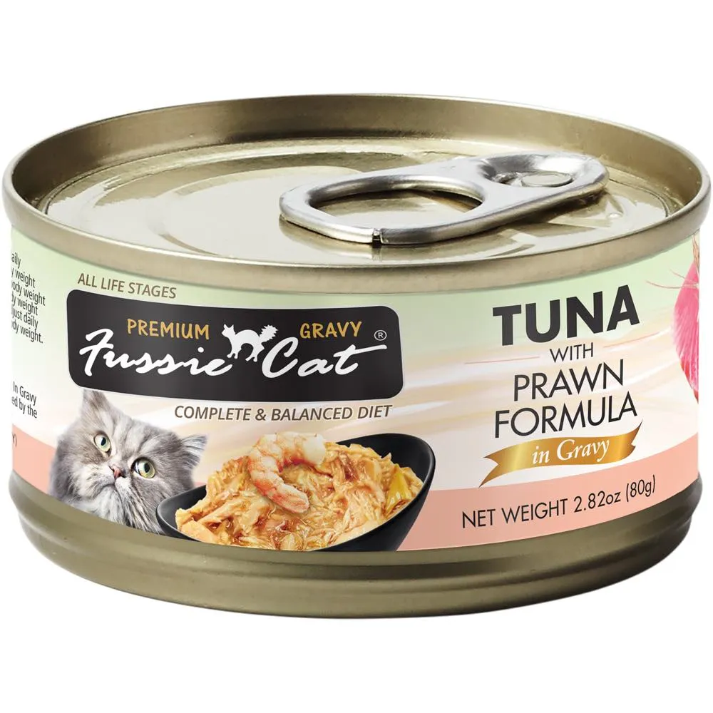 Fussie Cat Premium Tuna With Prawn In Gravy Grain-Free Canned Cat Food 80g