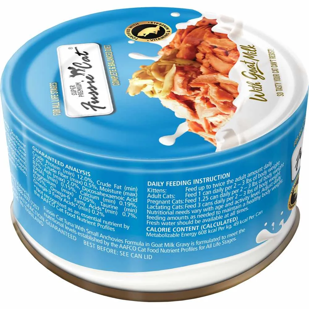 Fussie Cat Tuna With Small Anchovies Formula In Goat Milk Gravy Grain-Free Canned Cat Food 70g