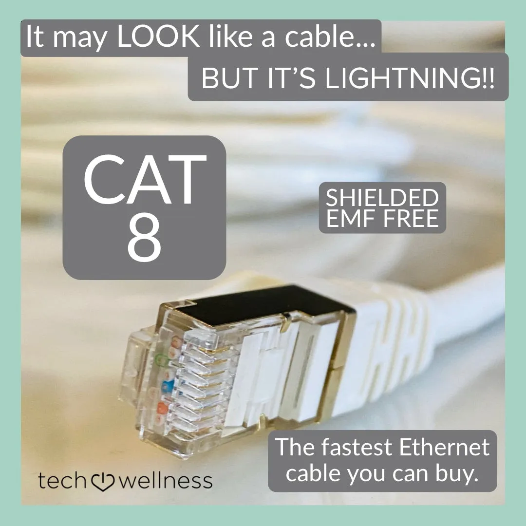 Hard Wire Shielded CAT 8 Ethernet Cables For Best EMF Protection Available--EMF FREE-NO RADIATION!