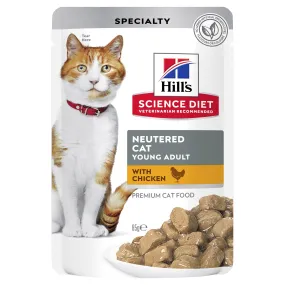 Hills Science Diet Young Adult Neutered Chicken Cat Food Pouches 85g