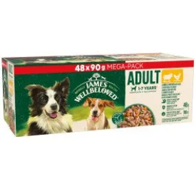 James Wellbeloved Adult Dog Pouch Lamb & Chicken with Rice 48 x 90g Bulk Pack