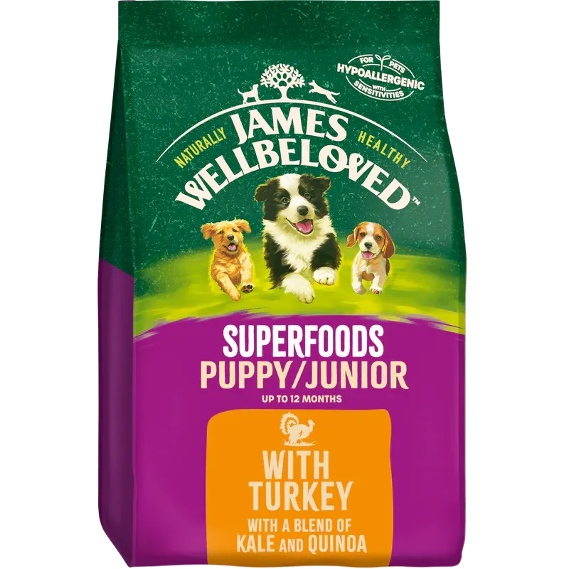 James Wellbeloved Superfoods Puppy & Junior Turkey With Kale & Quinoa 1.5kg