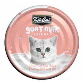 Kit Cat Goat Milk Gourmet White Meat Tuna Flakes & Salmon Grain-Free Canned Cat Food 70g