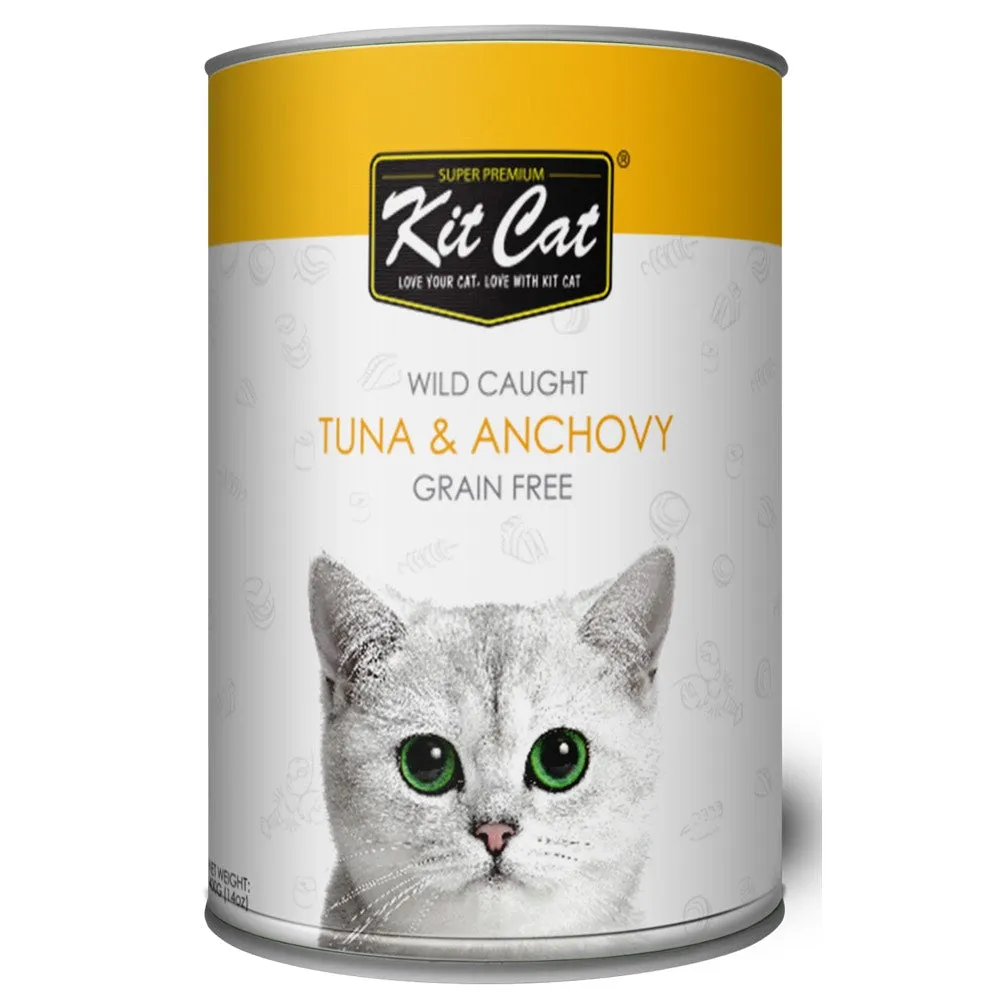 Kit Cat Wild Caught Tuna & Anchovy Grain Free Canned Cat Food 400g