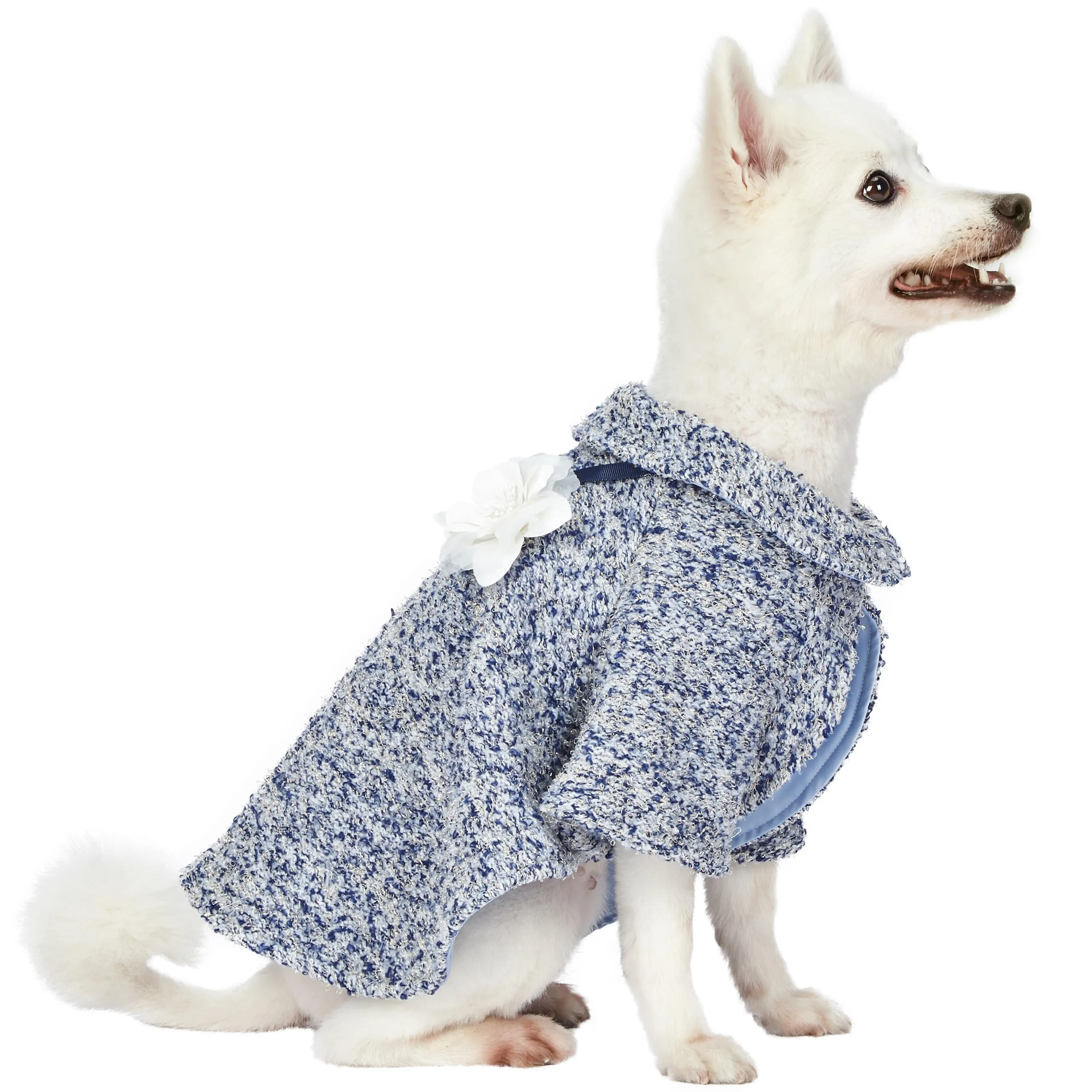 Marled Dog Poncho with Necklace & Flower